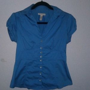 Banana Republic Blue Dress Shirt w Cinched Waist